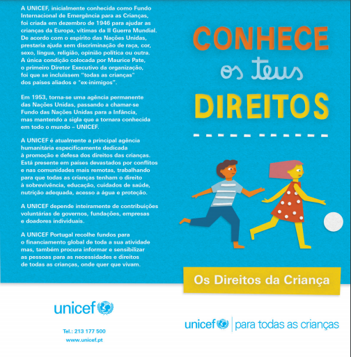 capa do desdobrável da unicef sobre os direitos da criança